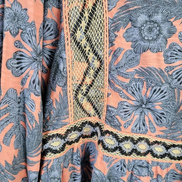 J. Jill Blue and Coral Fall Floral Embroidered Long Sleeve Dress Size Medium - Picture 8 of 16